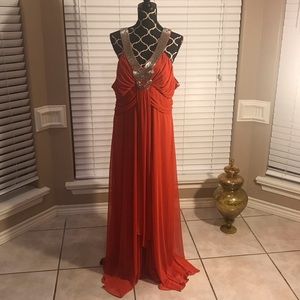 Burnt orange evening gown